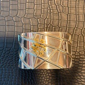 Silver and gold Geometric Cuff Bracelet